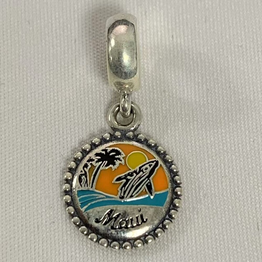 Pandora Hawaii Exclusive Maui Surfboard Ocean Beach Charm, S925 Silver Jewelry